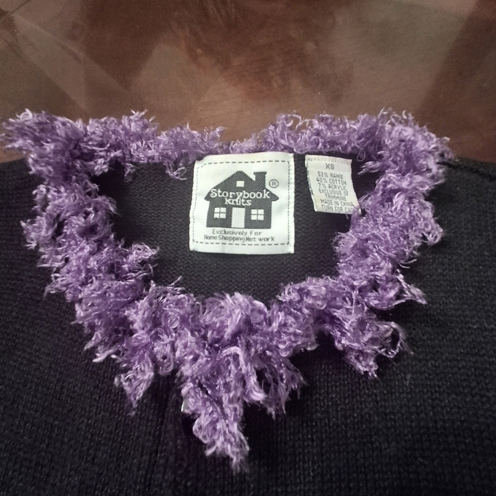 Storybook Knit Black Embellished Cardigan Sweater "Parrot Fancy"  Women Size XS - Picture 8 of 14